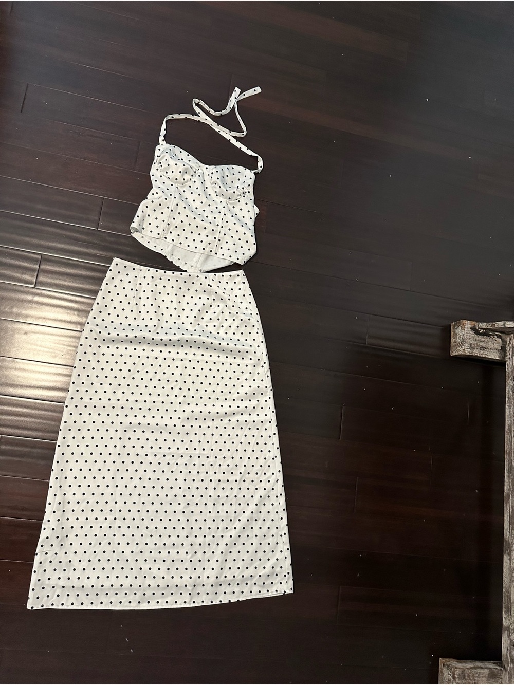 SHEIN White Polka Dot Two-Piece Skirt Set
